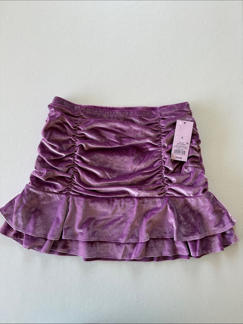 Wild Fable Purple Velvet Ruched Ruffle Mini Skirt